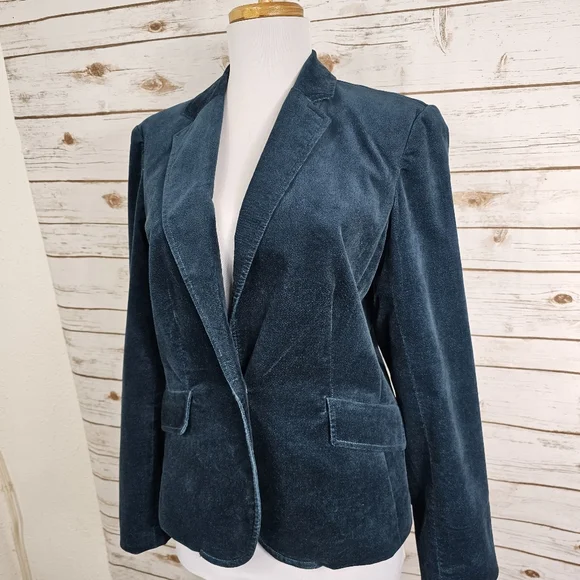 🍂SOLD🍂 Talbots Teal Blue One Button Blazer Jacket Lined 8P - Picture 2 of 15